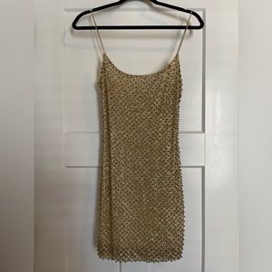Oh Polly Gold Beaded Dress